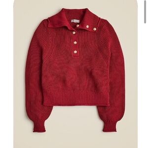J. Crew Red Ribbed cotton button-collar sweater